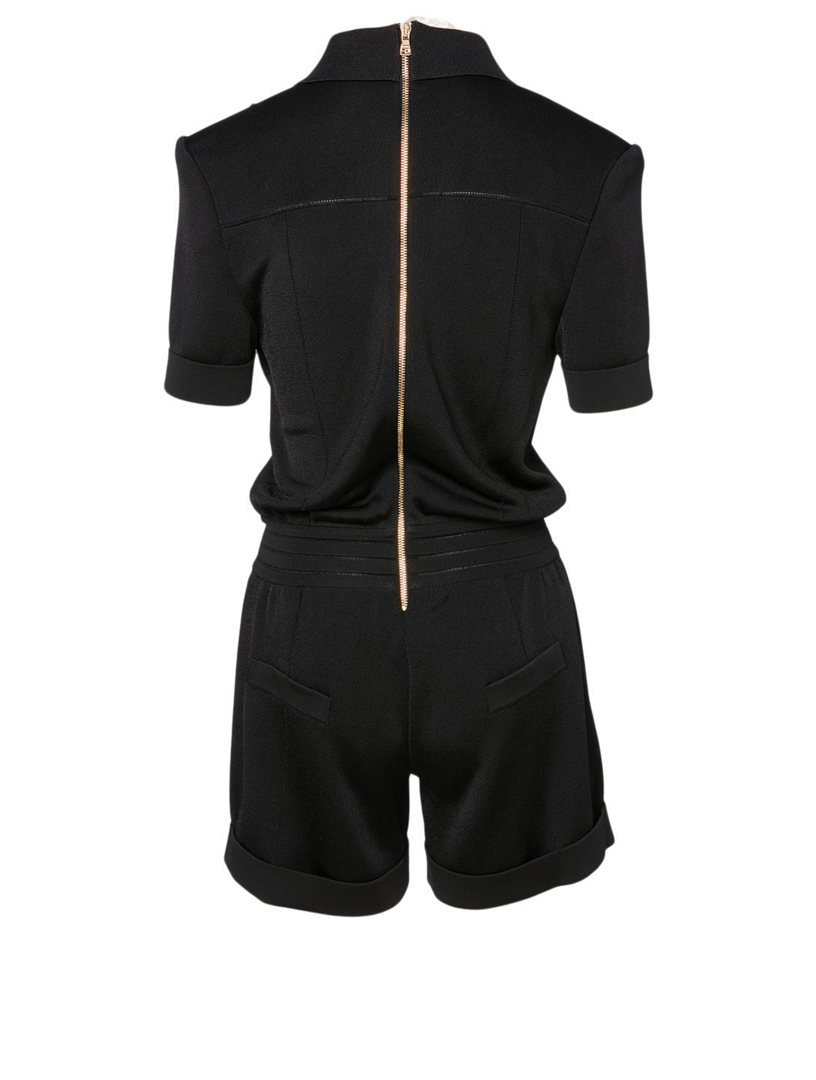 Peak-Lapel Short Jumpsuit