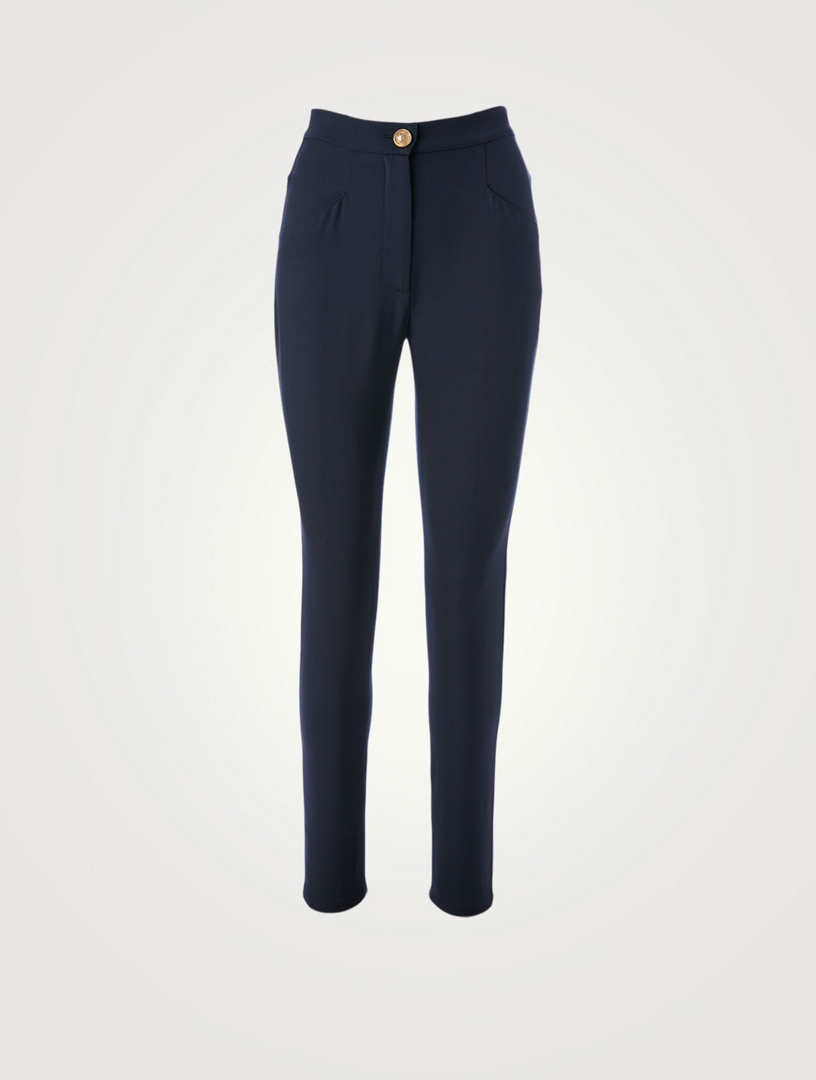 Stretch Grain De Poudre High-Waisted Pants