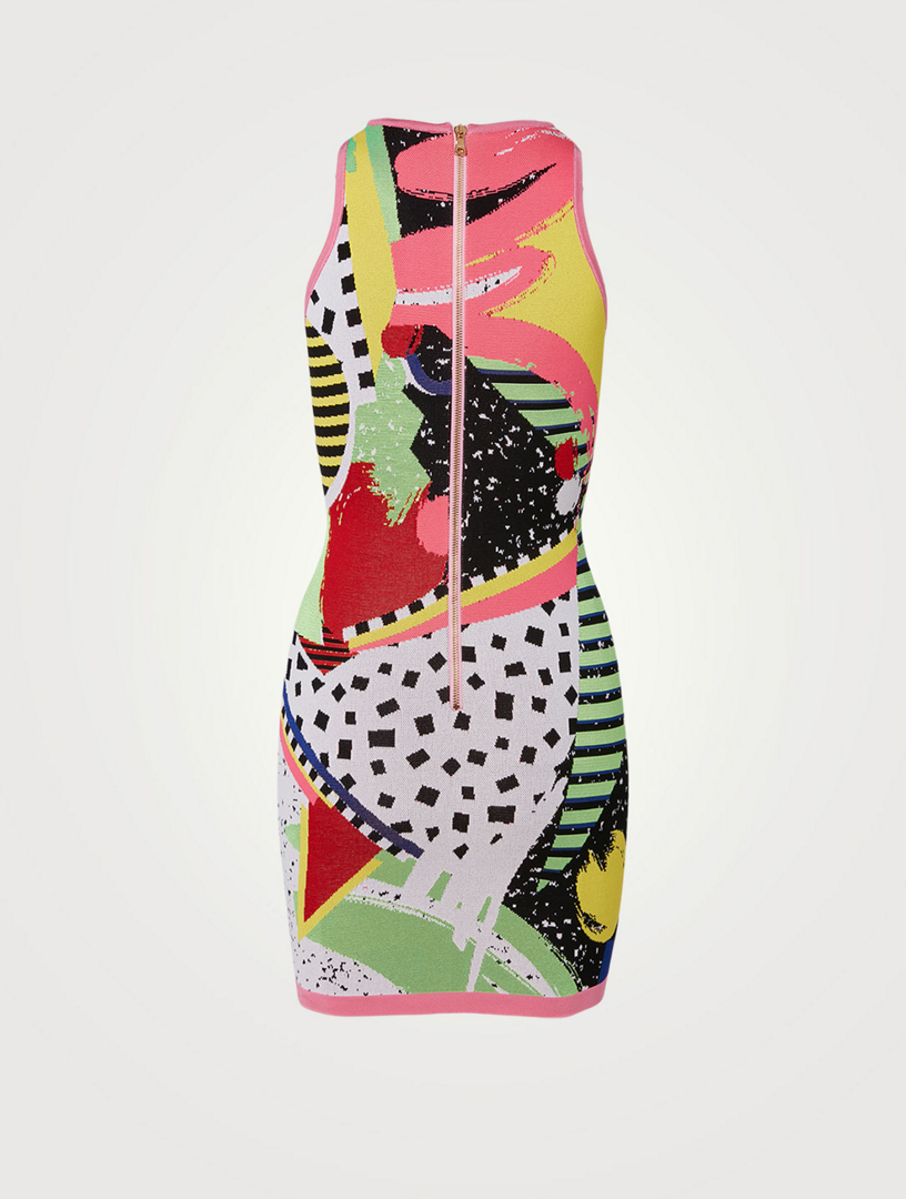 80s Jacquard Sleeveless Mini Dress