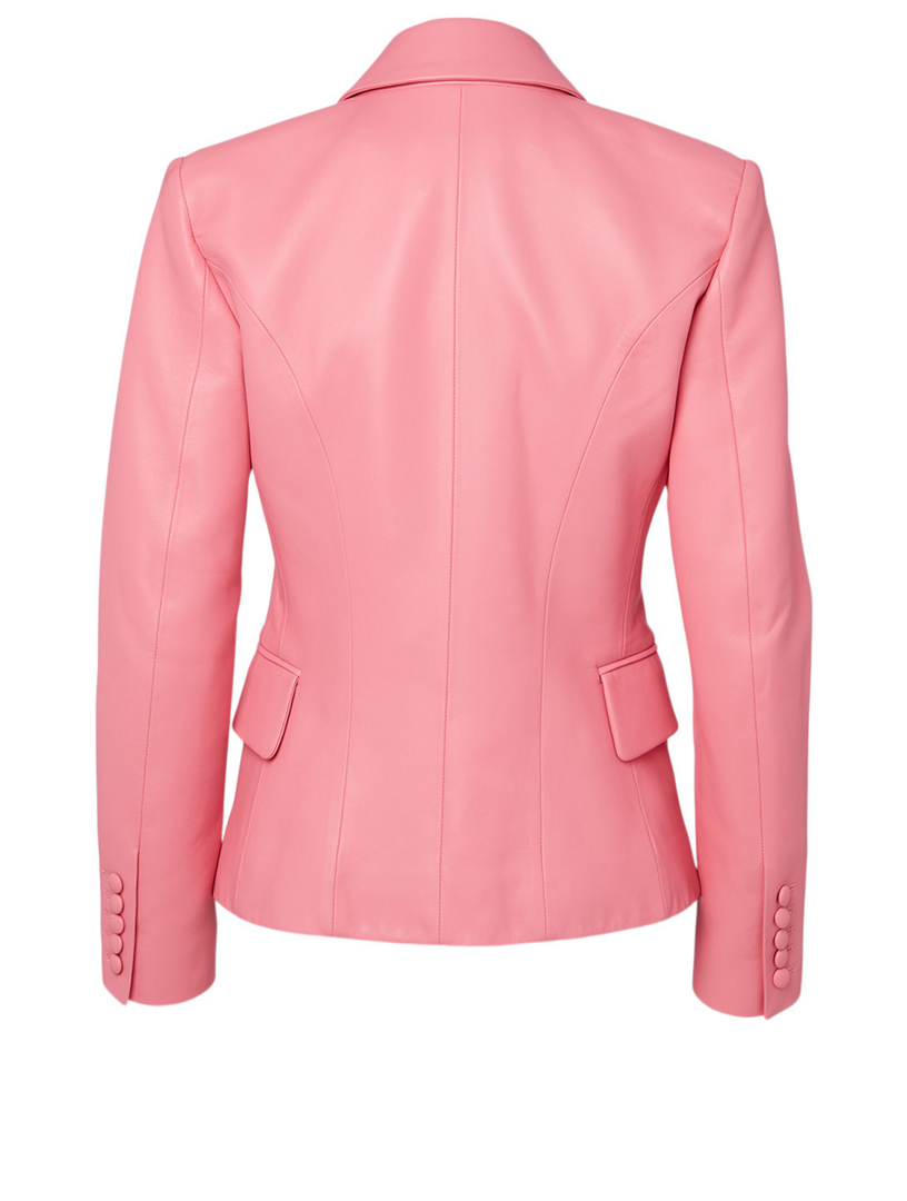 BALMAIN Blazer en cuir à revers à cran aigu Holt Renfrew