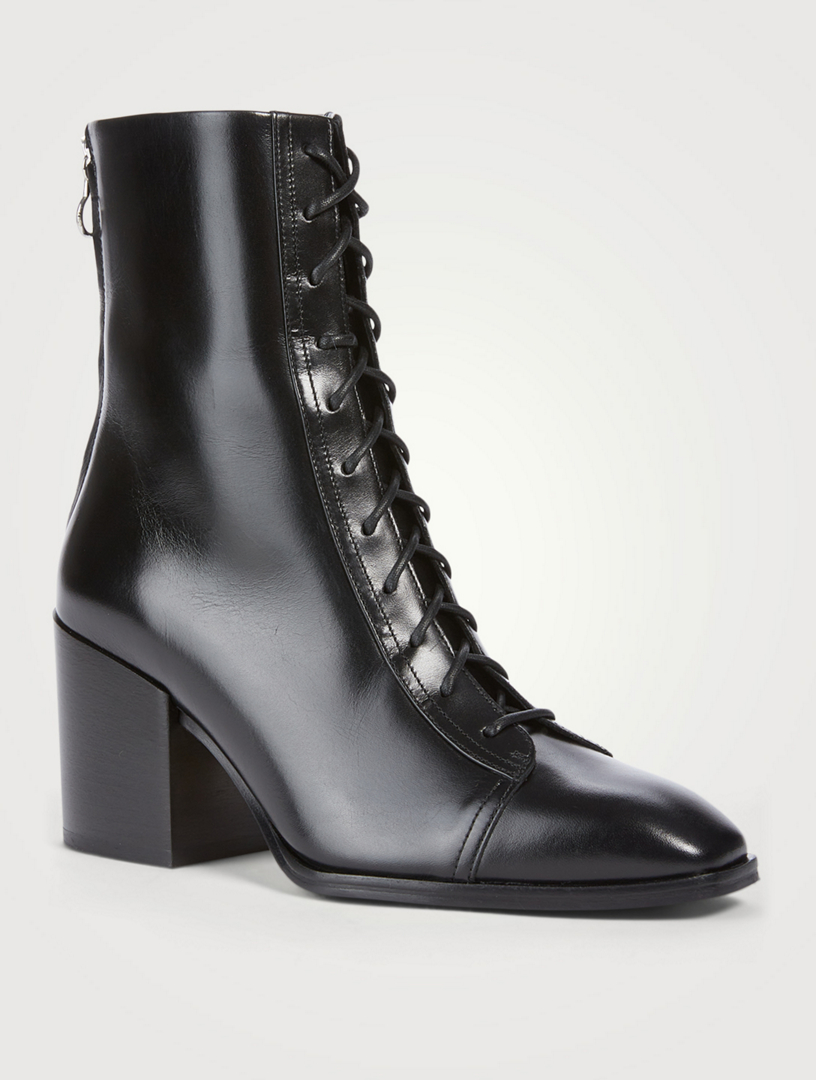 Lotta Leather Heeled Lace-Up Ankle Boots
