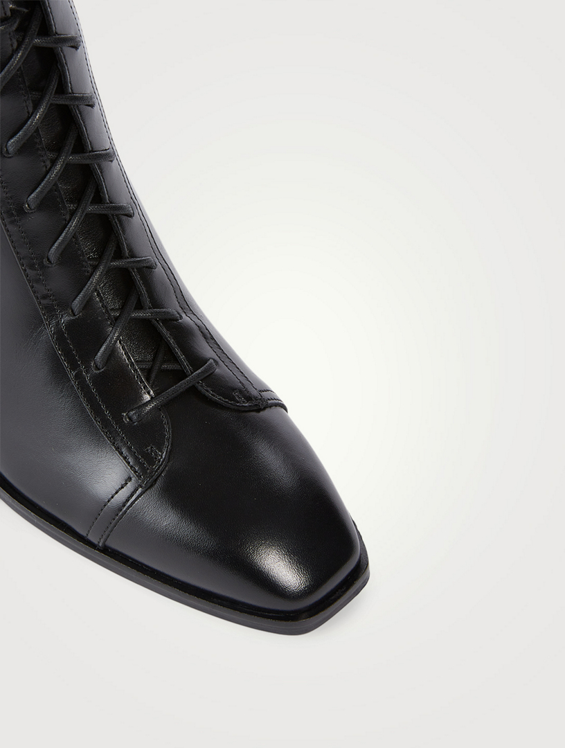 Lotta Leather Heeled Lace-Up Ankle Boots