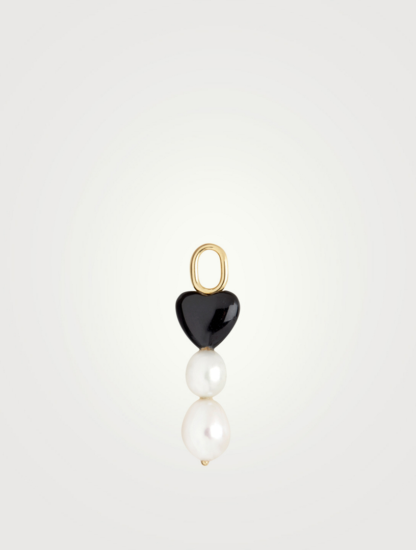 Black Onyx Heart Charm With Pearls
