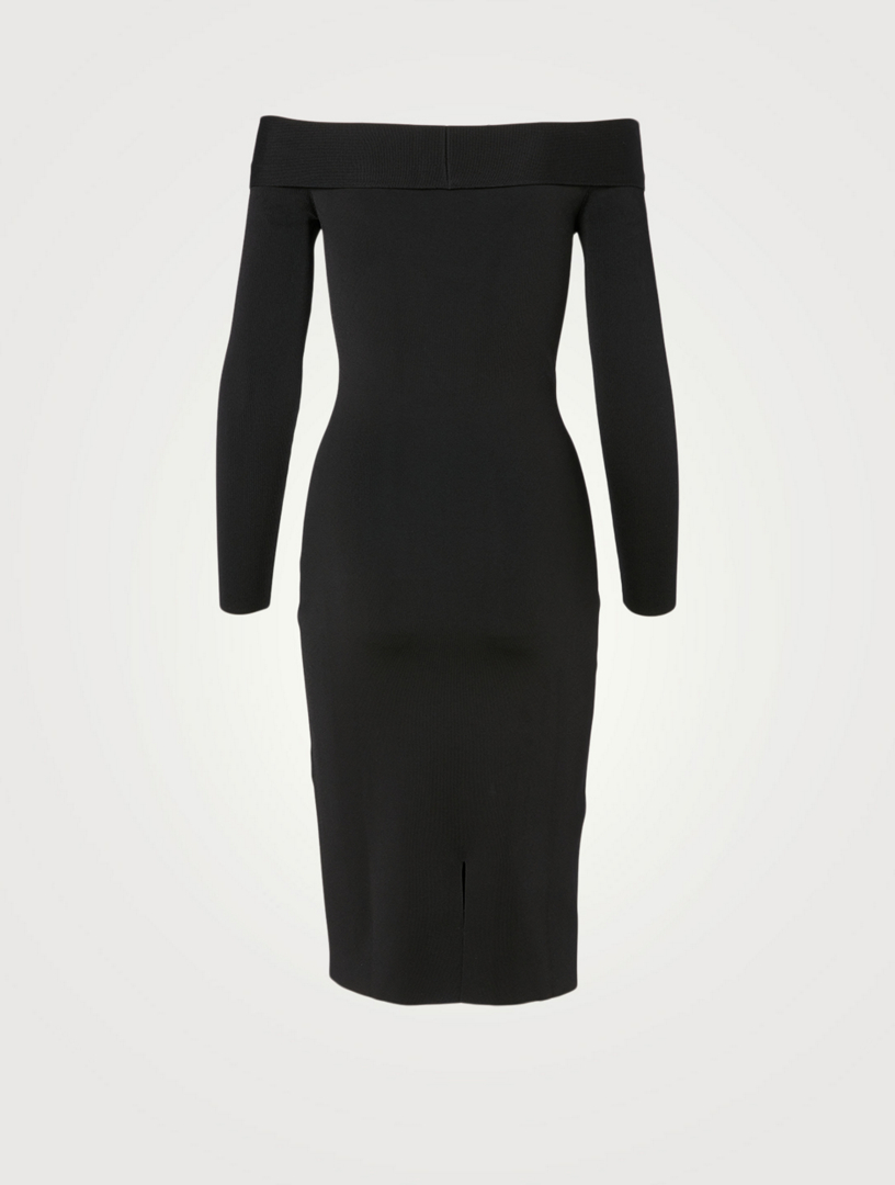 Off-The-Shoulder Fitted Midi Dress
