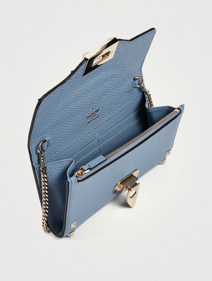 VALENTINO GARAVANI Rockstud Leather Top Handle Crossbody Wallet Chain