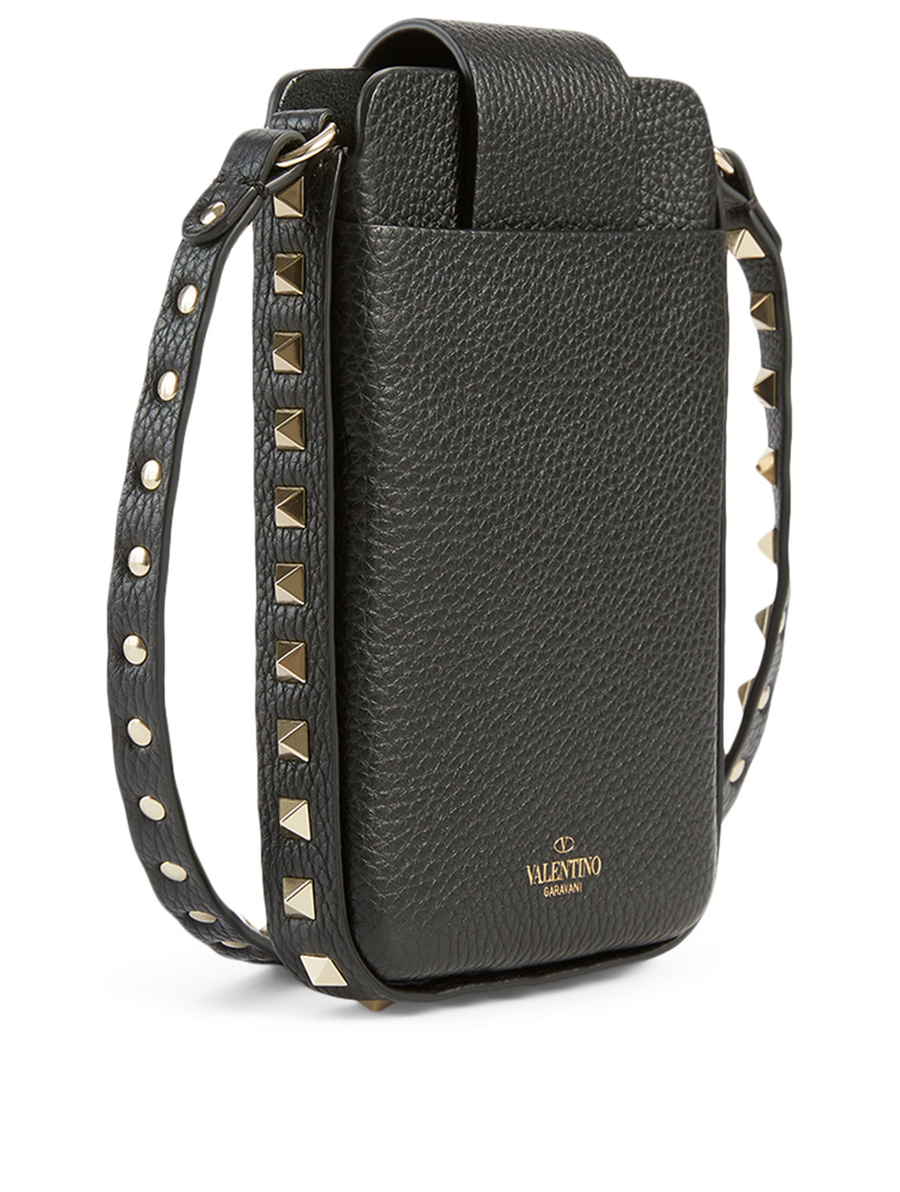 Rockstud Leather Crossbody Phone Case Bag