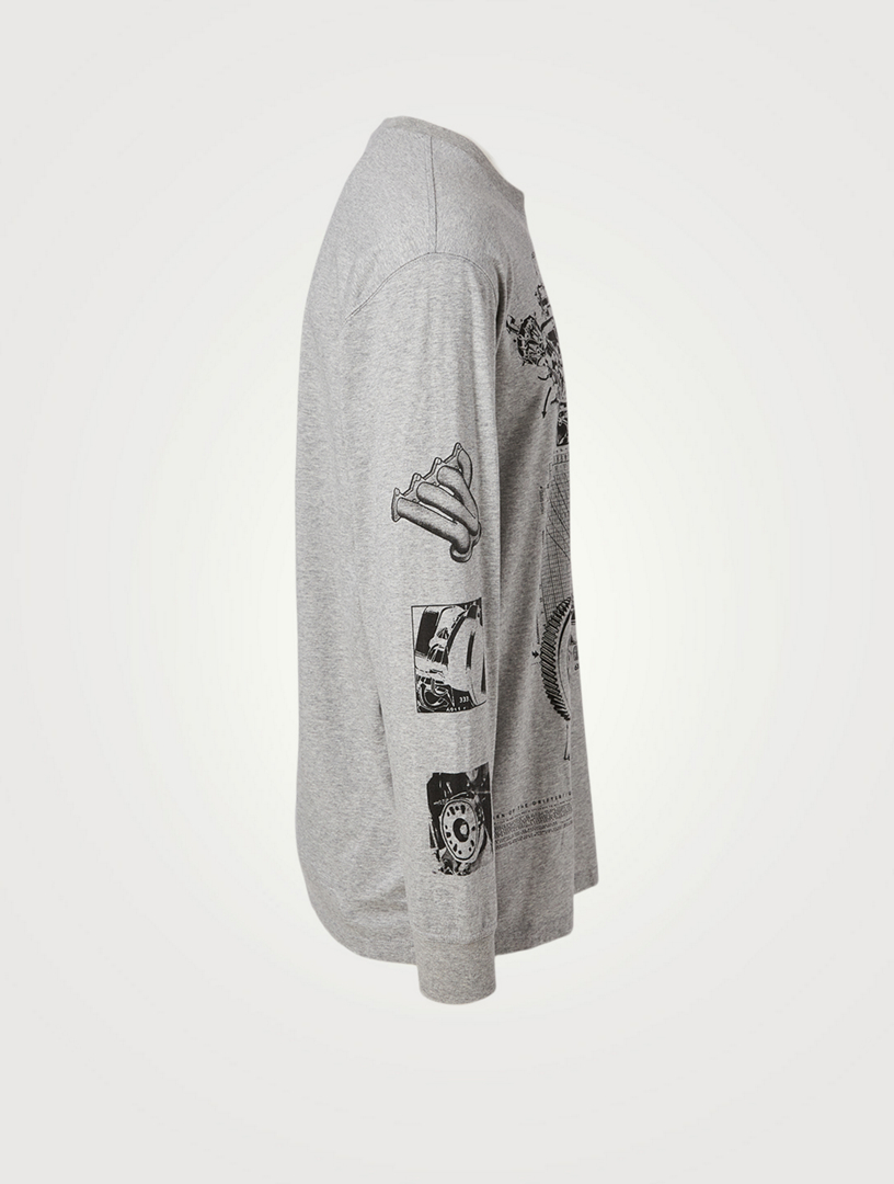 Long-Sleeve Oversized T-Shirt With Schematics Logo