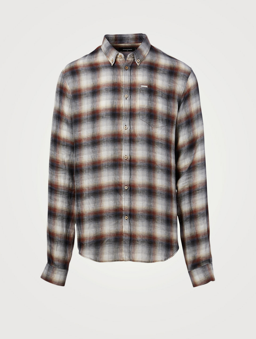 Dan Linen Shirt Plaid Print