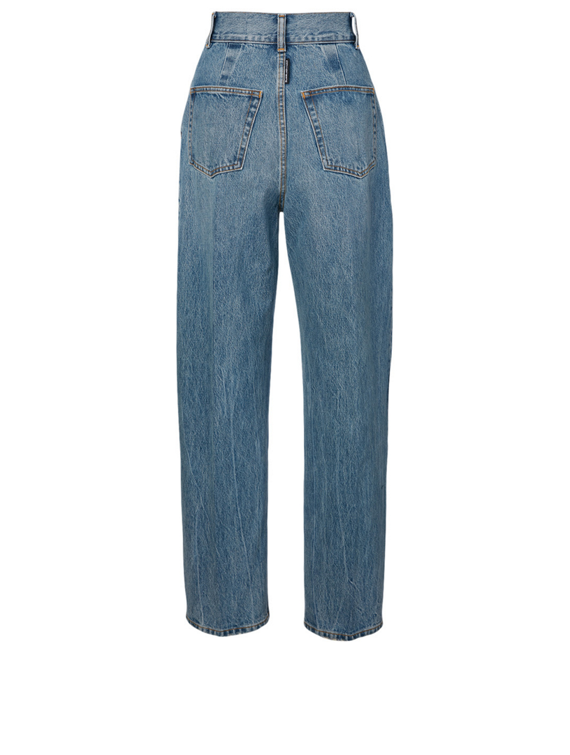 High-Waisted Paperbag Jeans With Belt