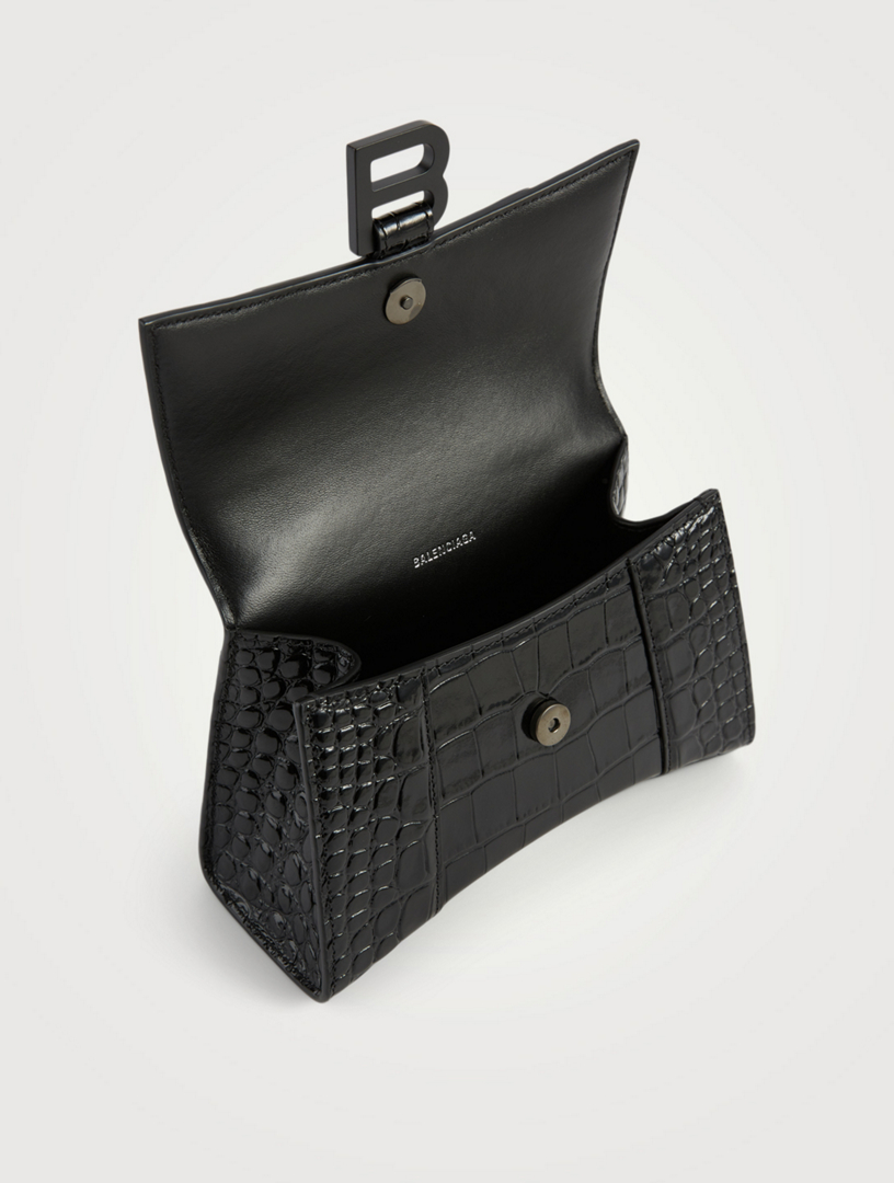 Balenciaga Hourglass Xs Bag in Crocodile Print Leather