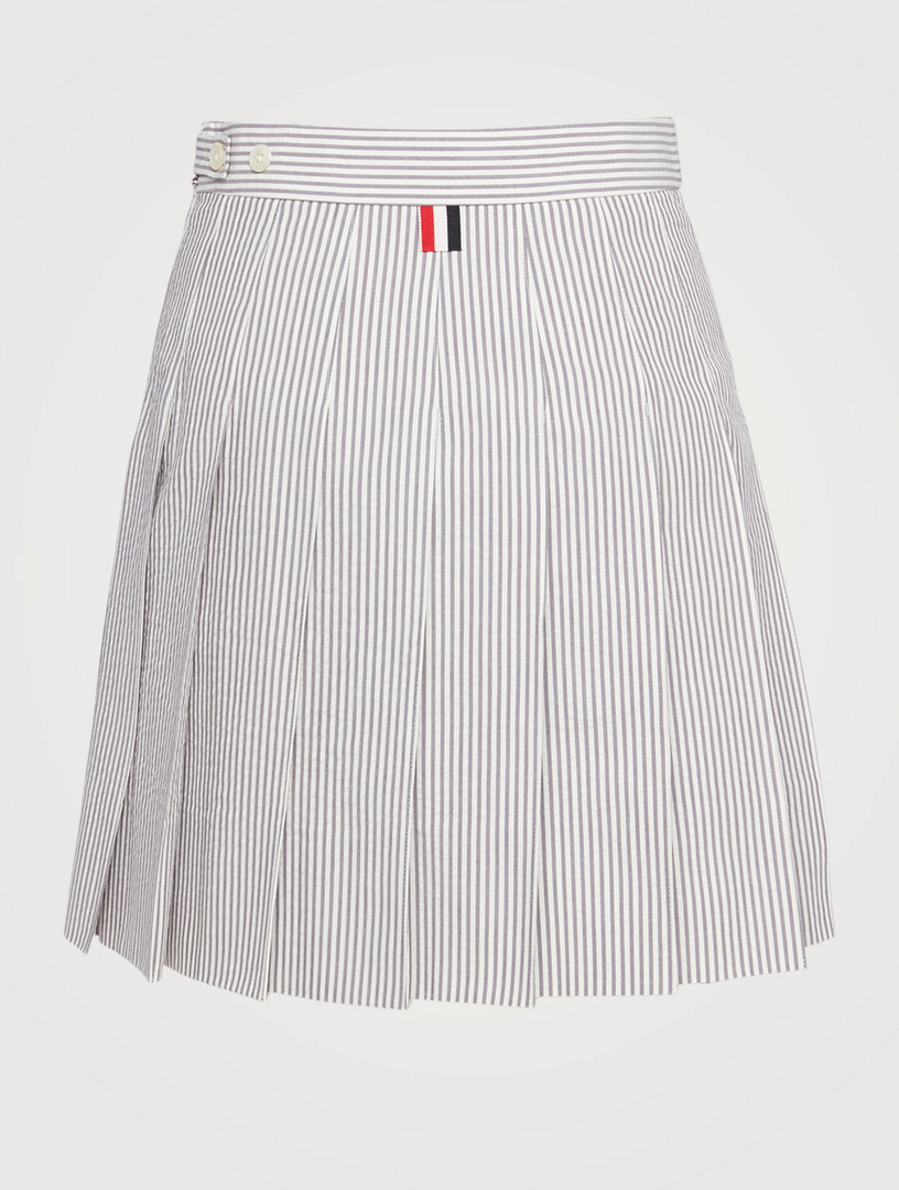 Seersucker Pleated Mini Skirt
