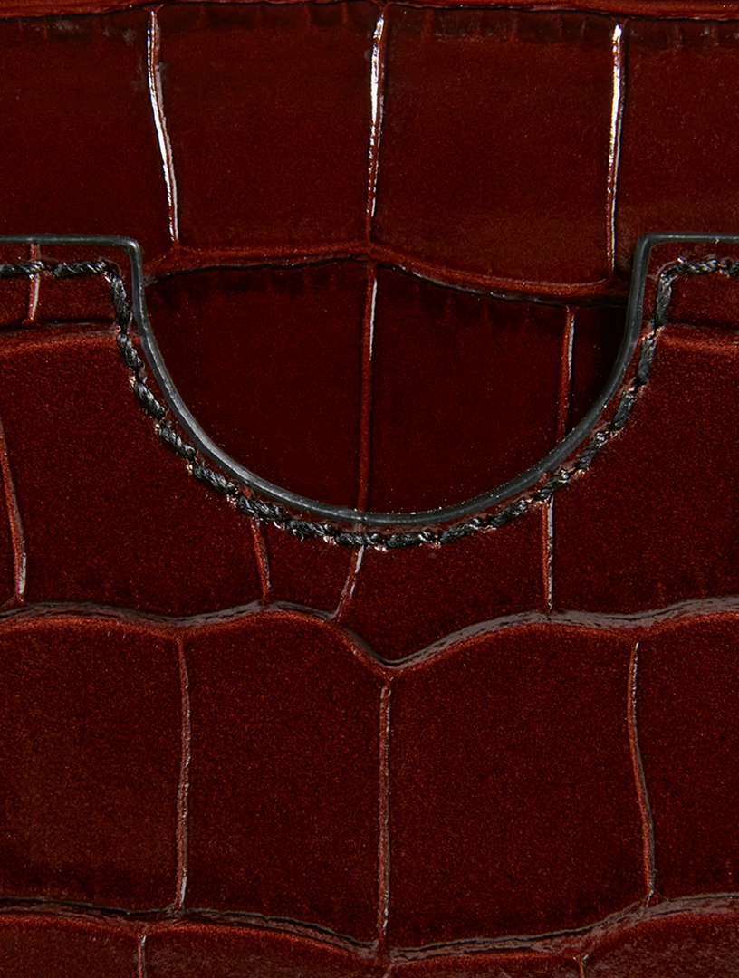 B-Buzz Croc-Embossed Leather Baguette Bag