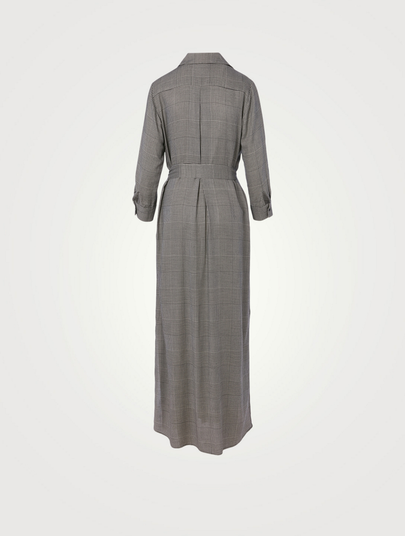 L'AGENCE Cameron Long Shirt Dress In Houndstooth Print | Holt Renfrew