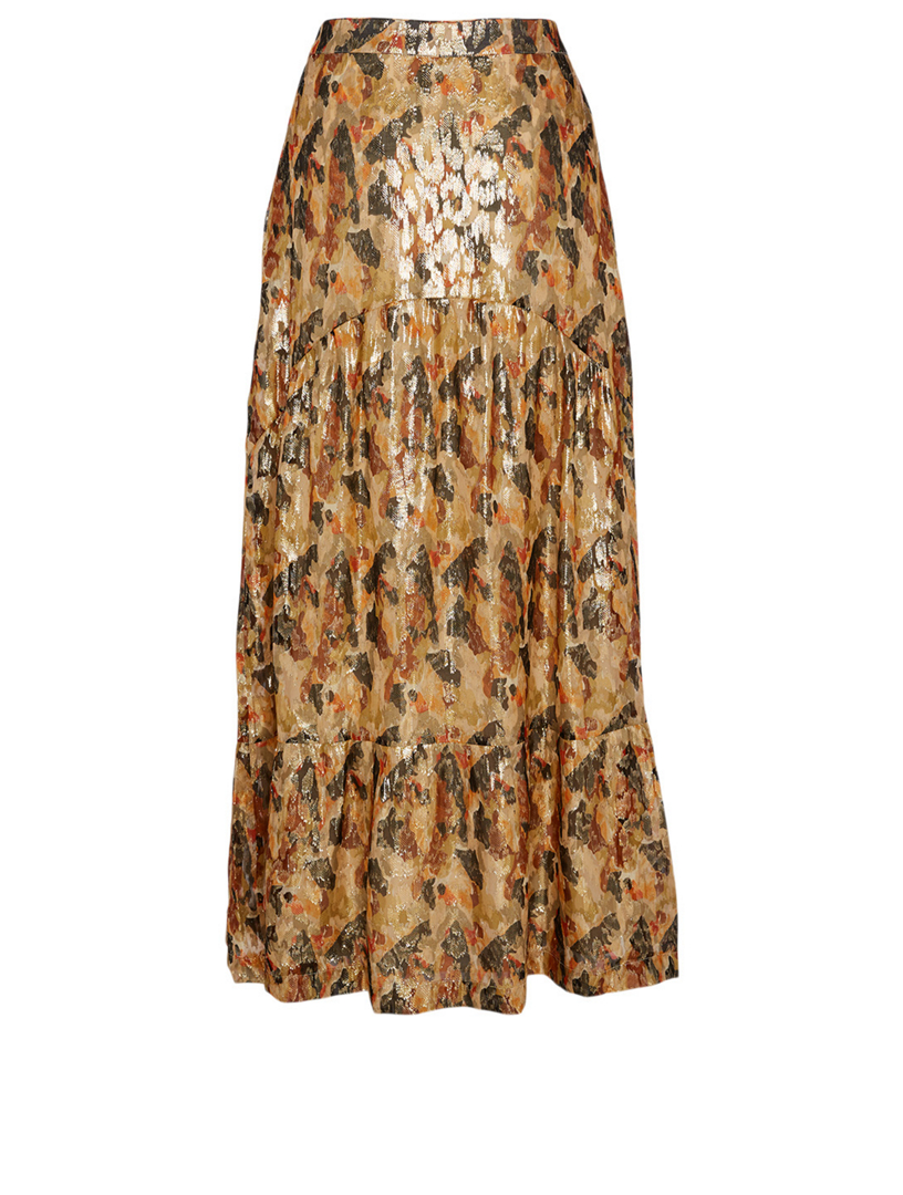 Galina Silk-Blend Long Skirt