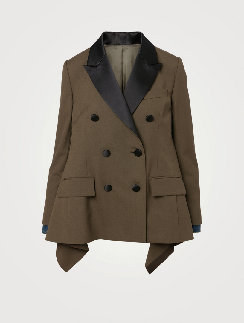 SACAI Wool-Blend Suiting And Denim Blazer | Holt Renfrew