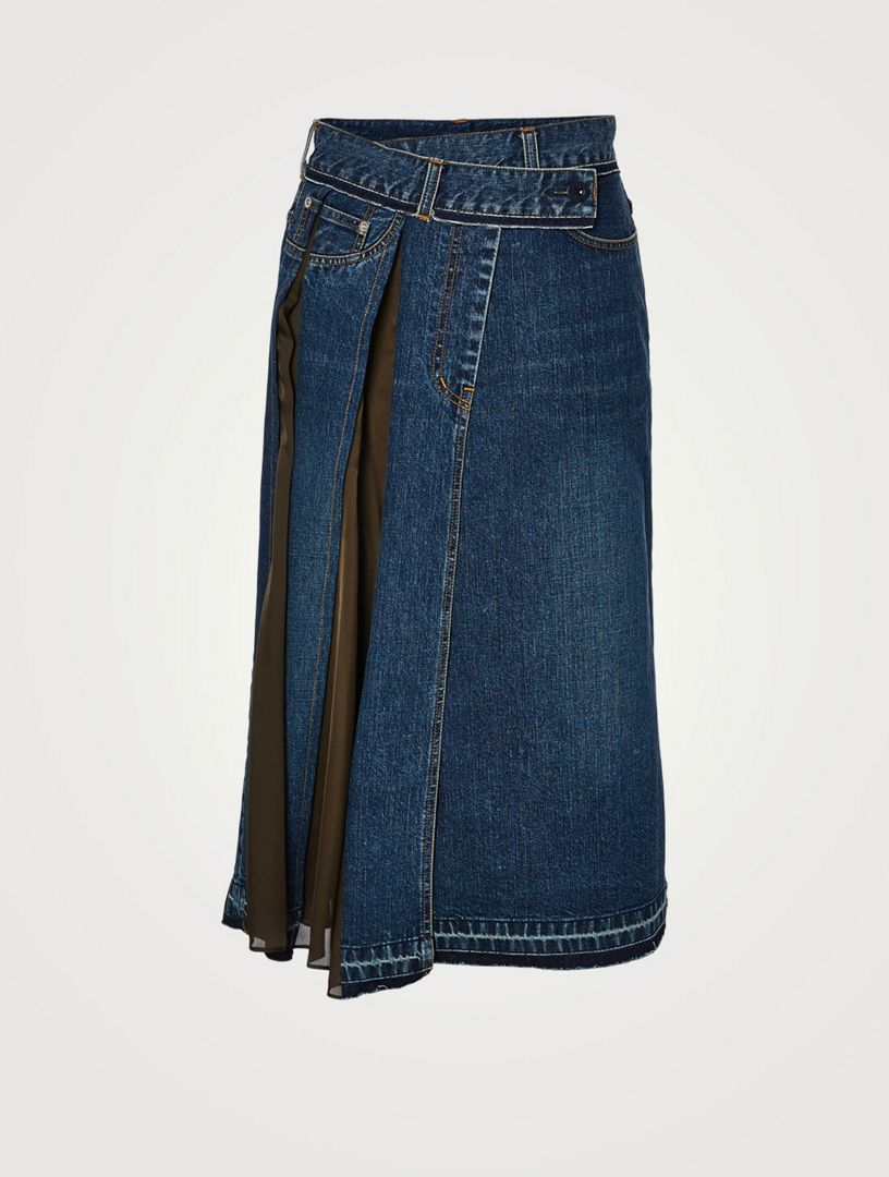 【送料&関税込】Sacai Denim PlissA¨ Midi Skirt Sacai Denim Pleated Midi-Skirt | Saks Fifth Avenue