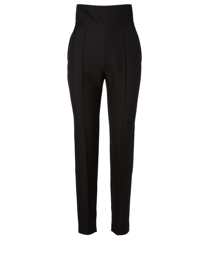 Wool High-Waisted Slim Pants