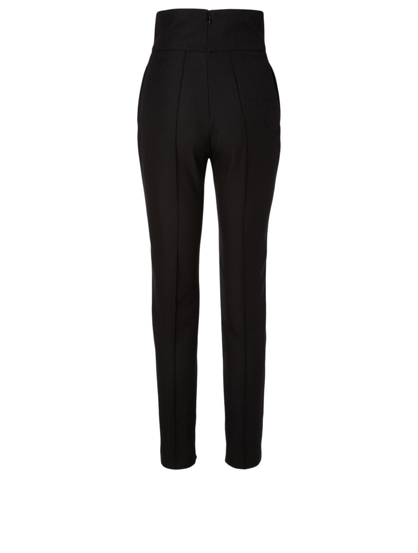 Wool High-Waisted Slim Pants