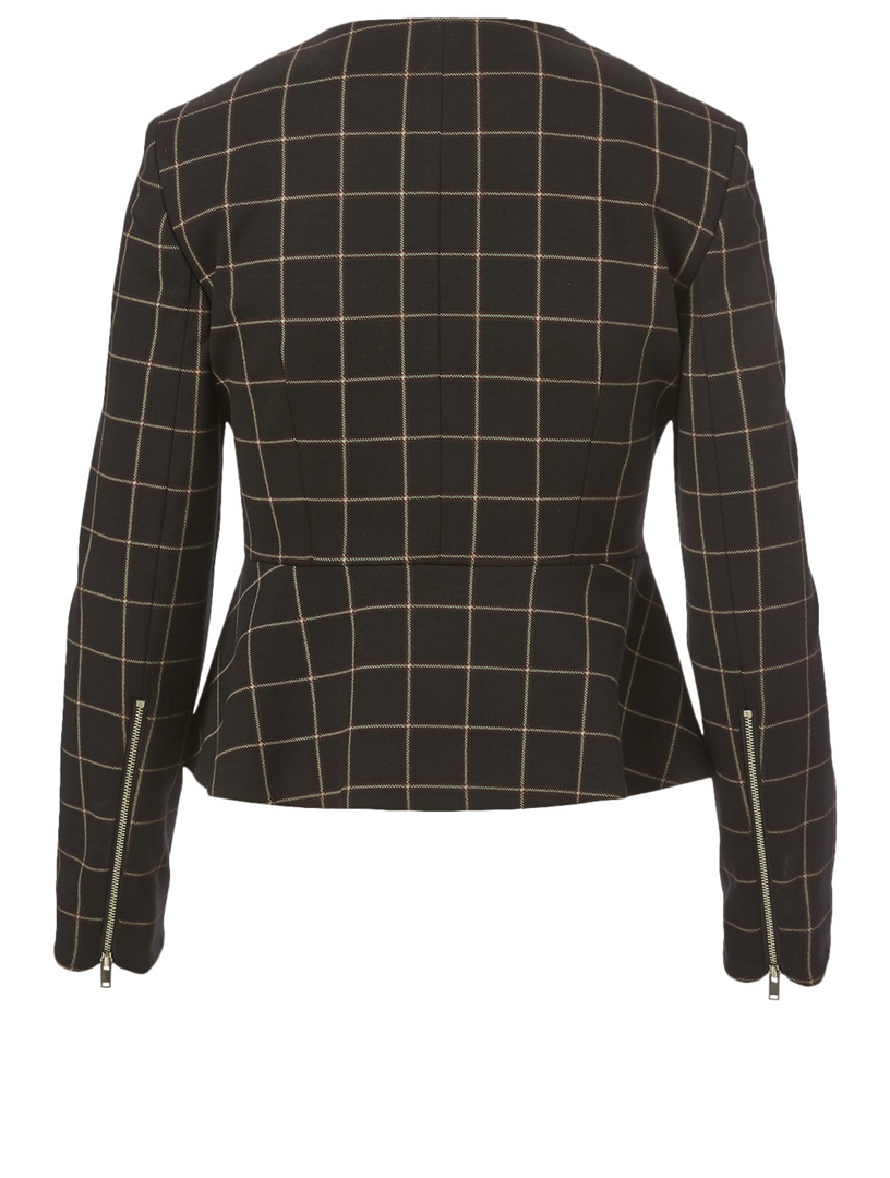 Peplum Jacket Grid Print