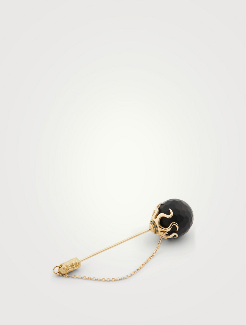 Konga Flame Lapel Pin With Onyx And Diamonds