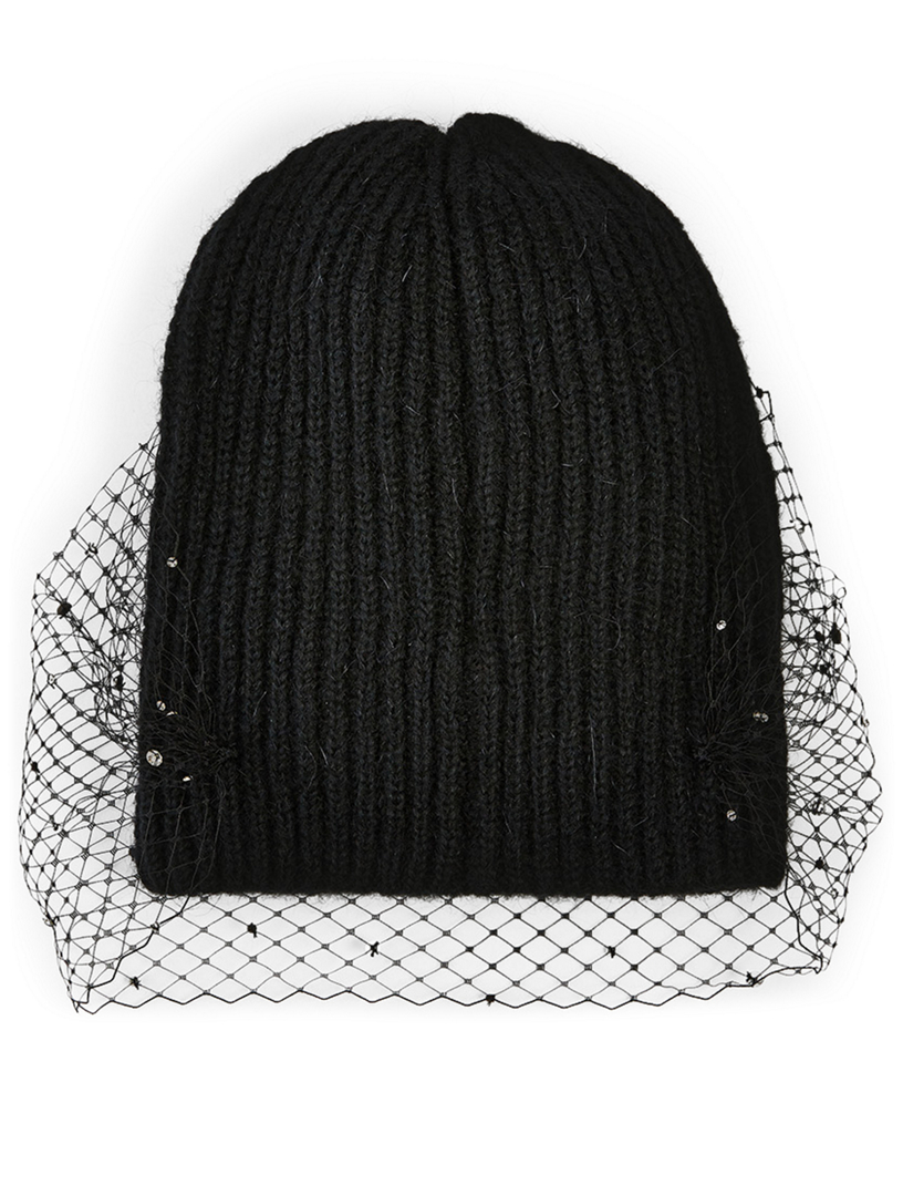 JENNIFER BEHR Michelle Voilette Alpaca Wool Toque With Crystals