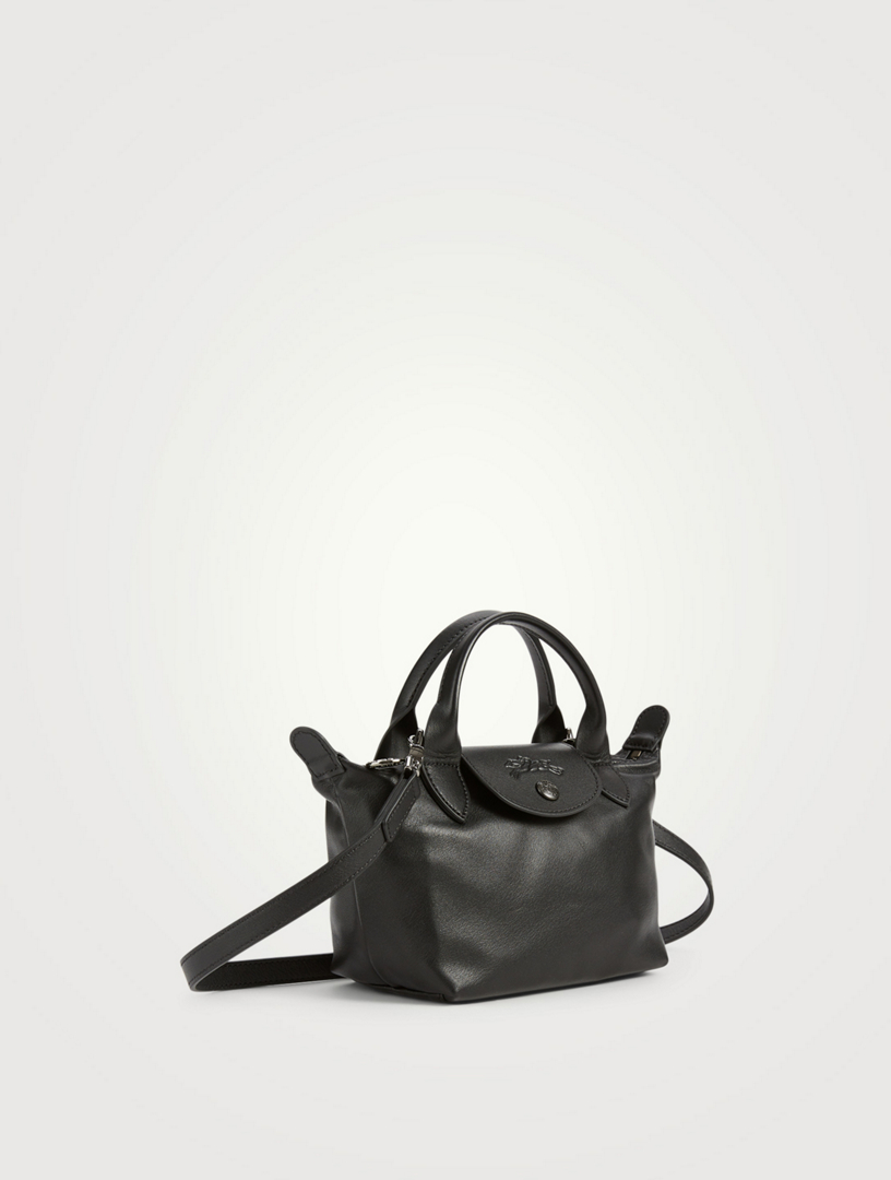 Longchamp Le Pliage Cuir Mini Leather Top Handle Bag, Grey at John