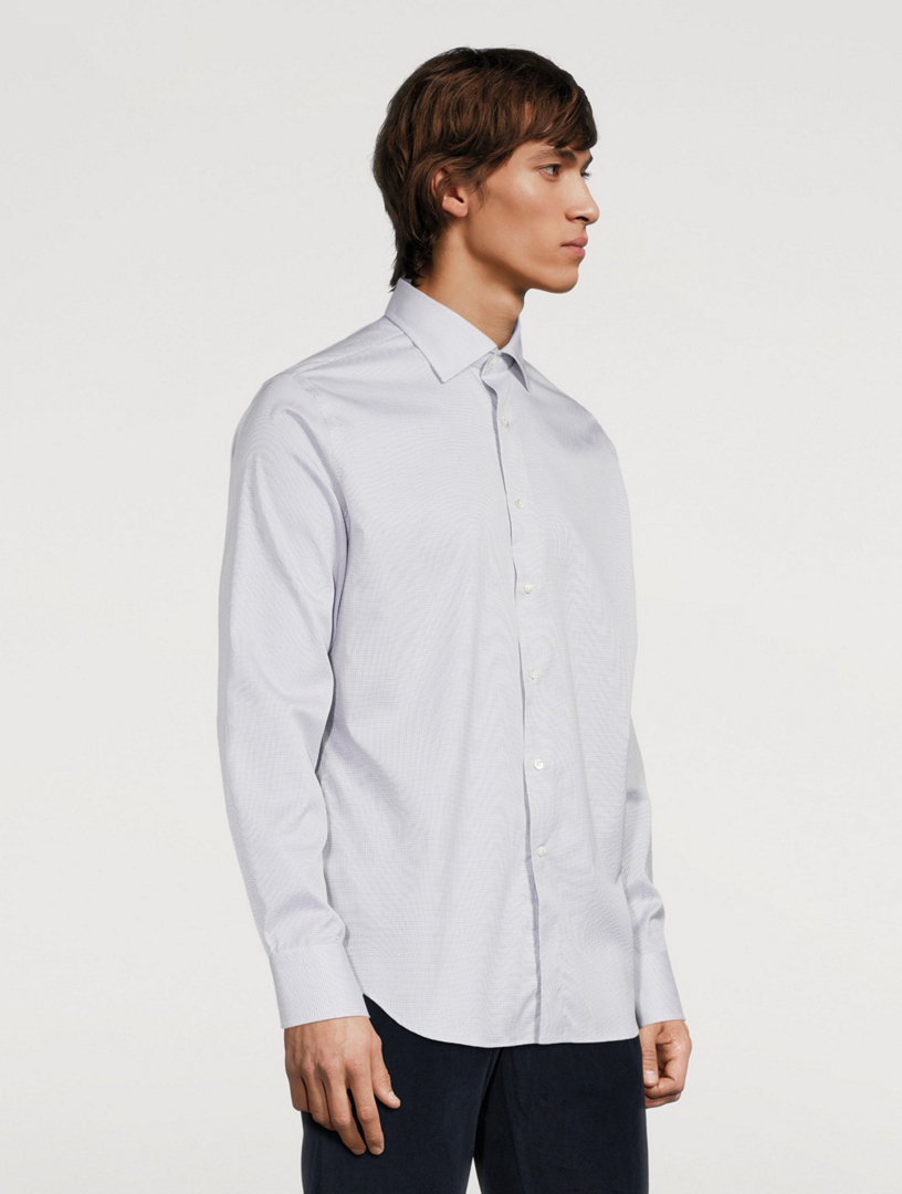 Impeccabile Cotton Shirt Micro Grid Print