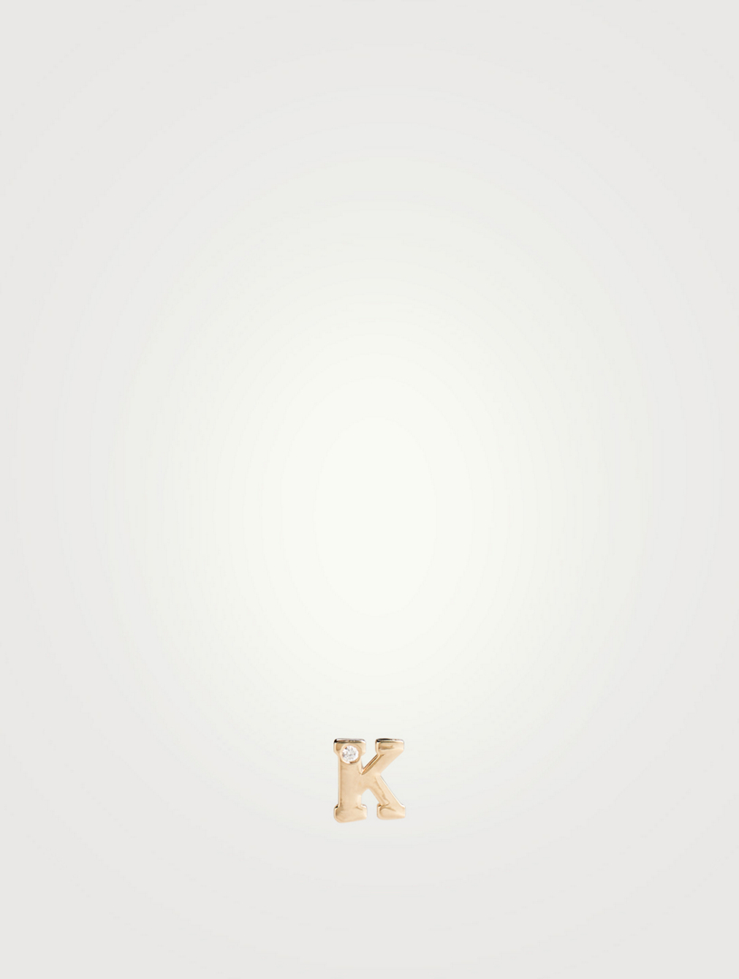 Love Letter Gold K Initial Stud Earring With Diamond