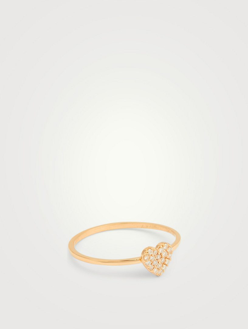 Love Letter 14K Gold Pavé Heart Ring With Diamonds