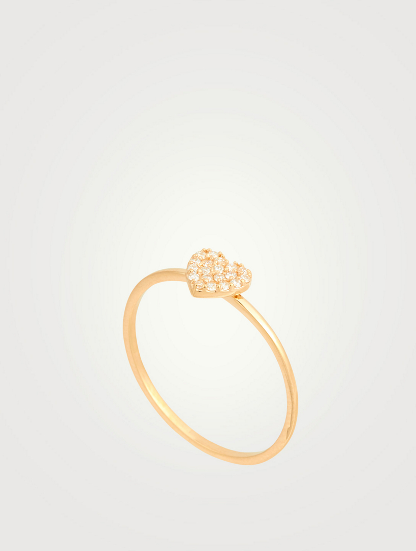 Love Letter 14K Gold Pavé Heart Ring With Diamonds