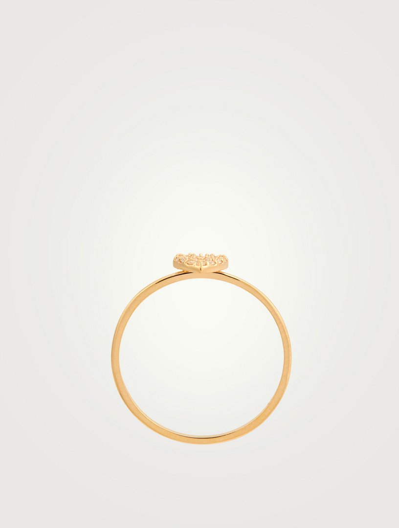 Love Letter 14K Gold Pavé Heart Ring With Diamonds