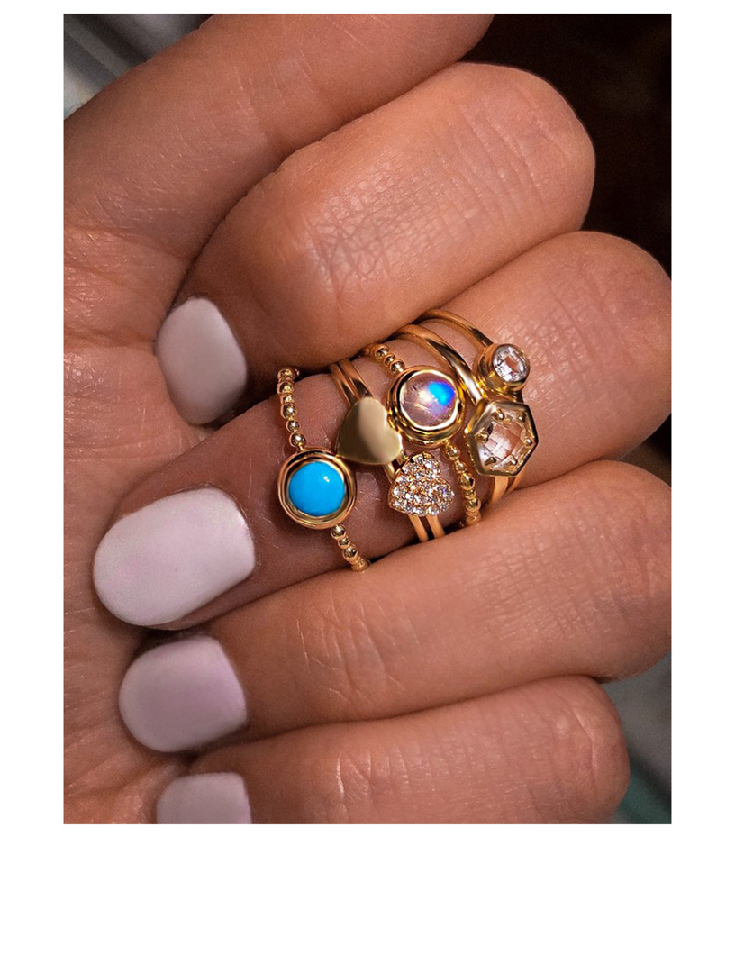 Love Letter 14K Gold Pavé Heart Ring With Diamonds