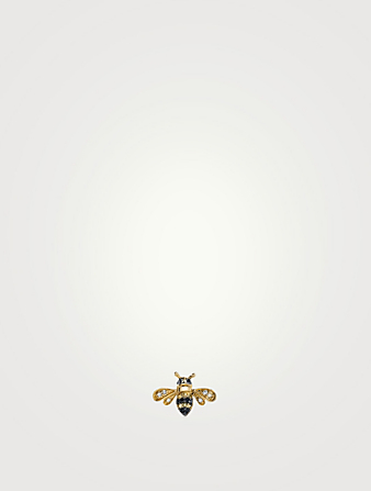 Boucle d'oreille en forme d'abeille en or 14 ct avec diamants