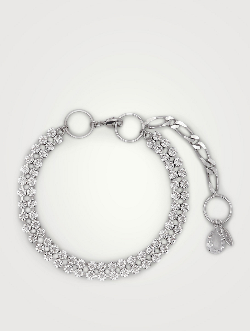 Chain And Hoop Necklace With Crystals