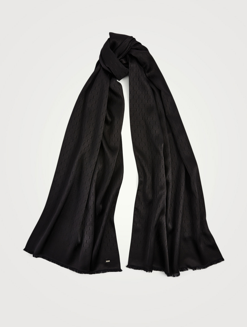 SAINT LAURENT YSL Monogram Silk Jacquard Scarf