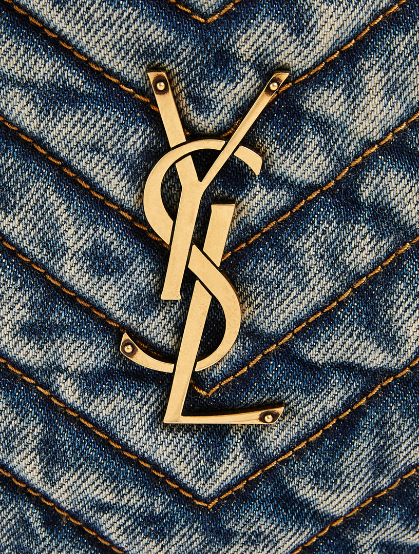 SAINT LAURENT Vinyle YSL Monogram Round Denim Crossbody Bag | Holt
