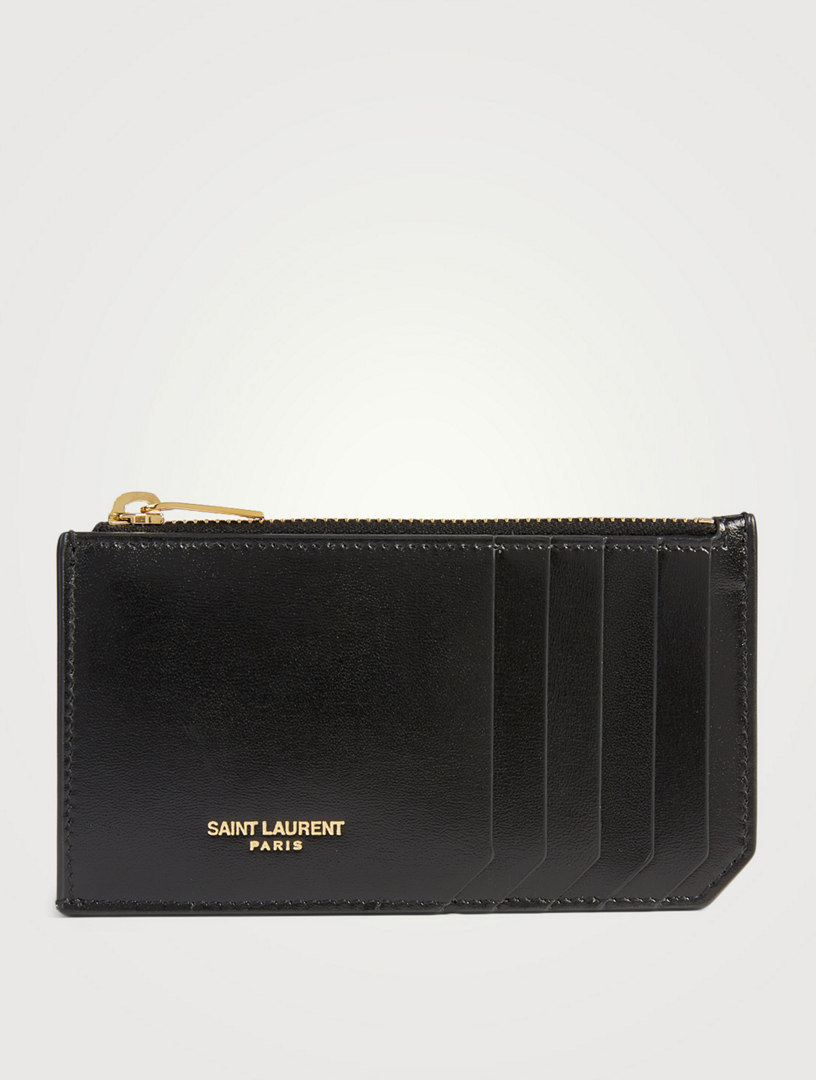 Saint Laurent Zip Fragments Leather Card Case