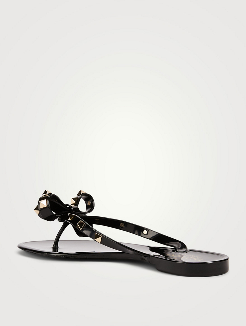 Valentino black bow flip flops sale