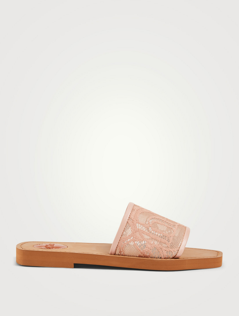 CHLO Woody Lace Logo Slide Sandals Holt Renfrew