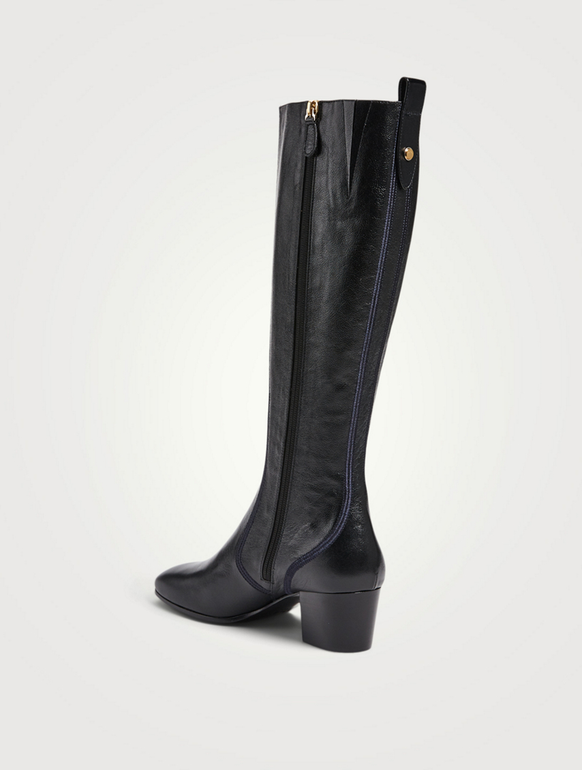 Goldee Leather Heeled Knee-High Boots