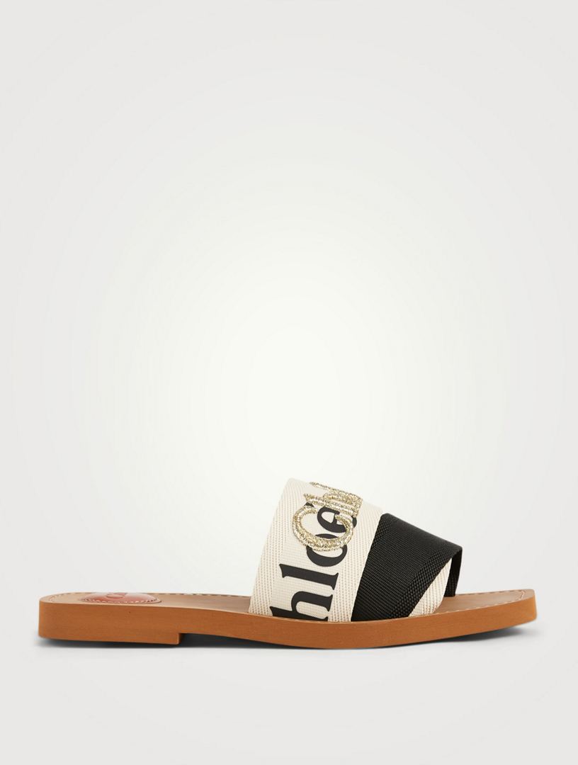 Chloé canvas discount logo sandals white