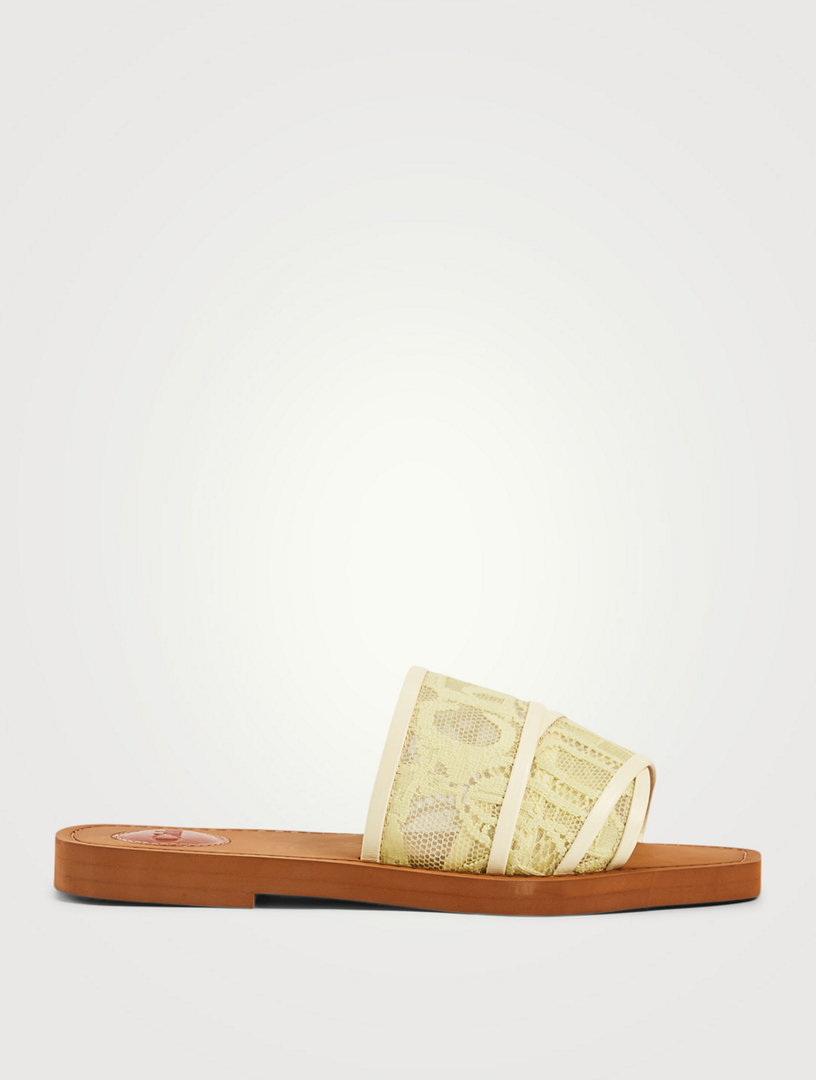 CHLO Woody Lace Logo Slide Sandals Holt Renfrew