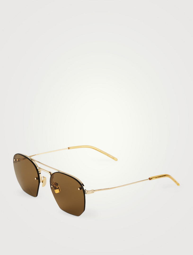 SAINT LAURENT SL 422 Hexagonal Aviator Sunglasses | Holt Renfrew