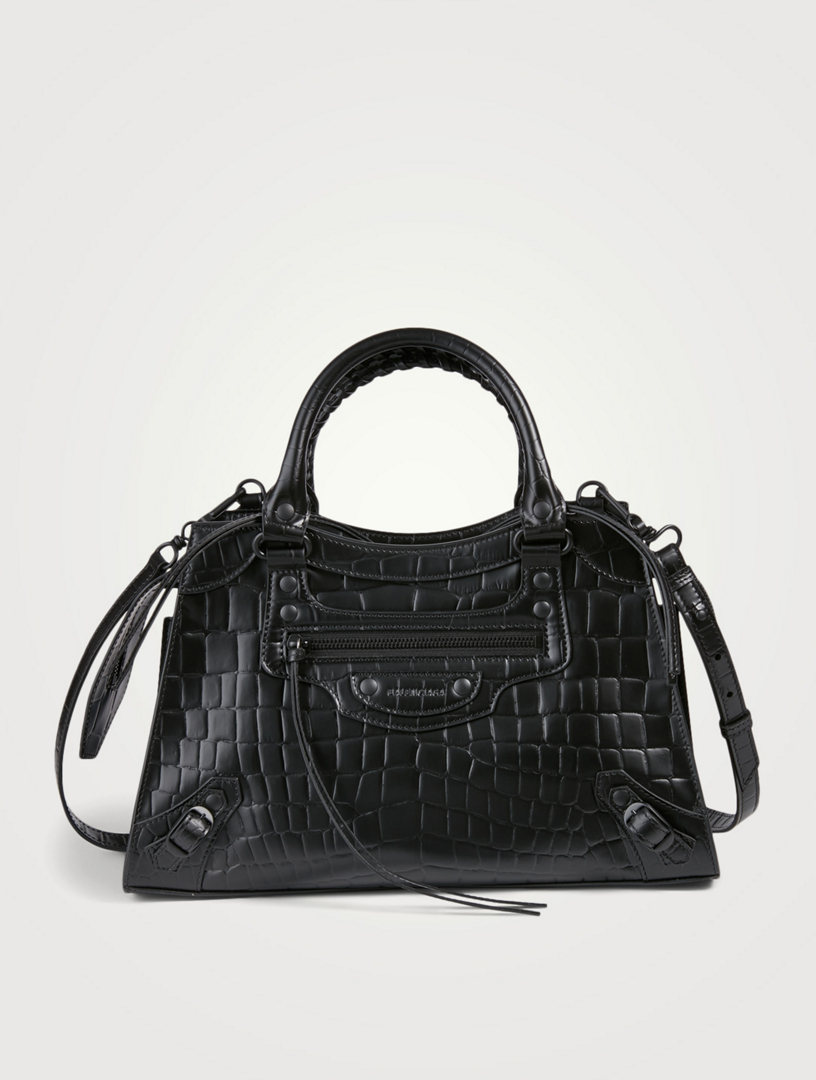 Balenciaga Neo Classic City Mini Bag in Black Crocodile Embossed