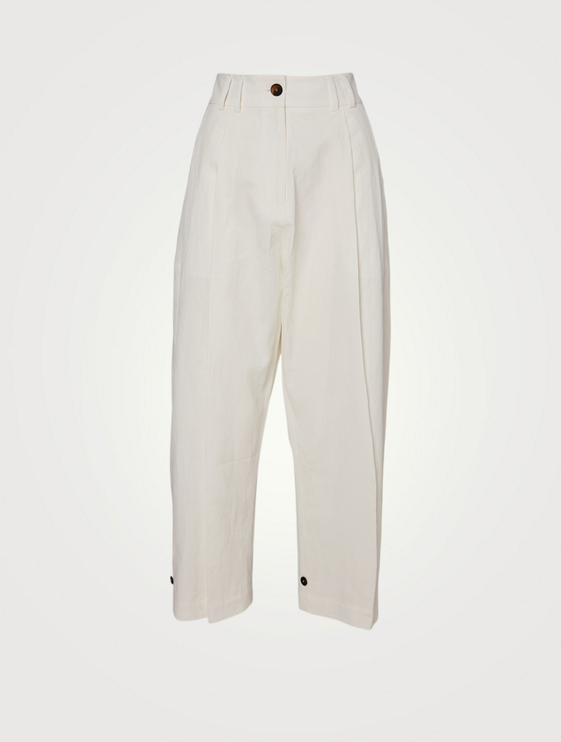 Linen Double Pleat Tapered Pants