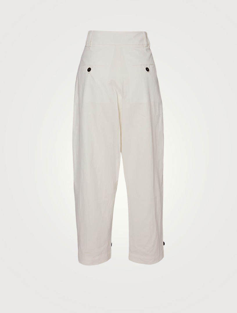 STUDIO NICHOLSON Linen Double Pleat Tapered Pants | Holt Renfrew