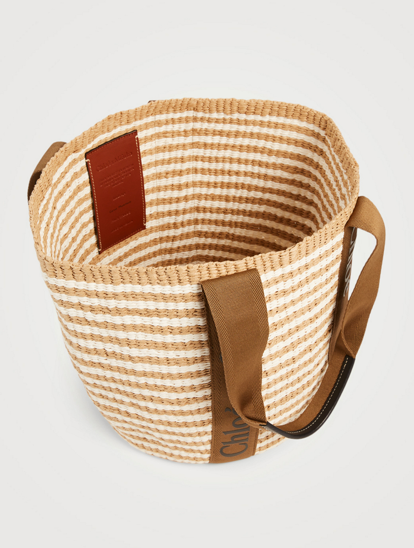 Woody Raffia Stripe Tote Bag