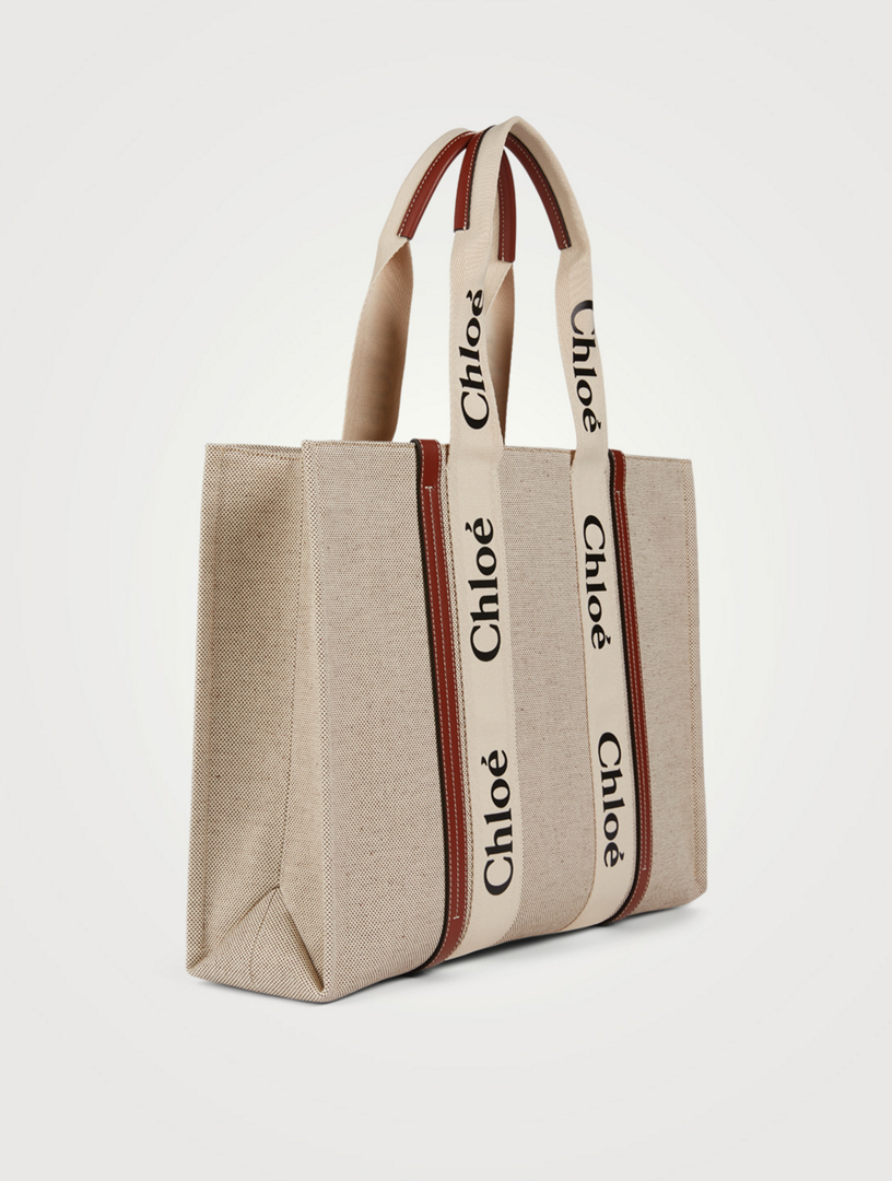 ●SPAO● Woody Canvas Tote Bag SPAKFA9A55 CHLOÉ Large Woody Canvas Tote Bag | Holt Renfrew