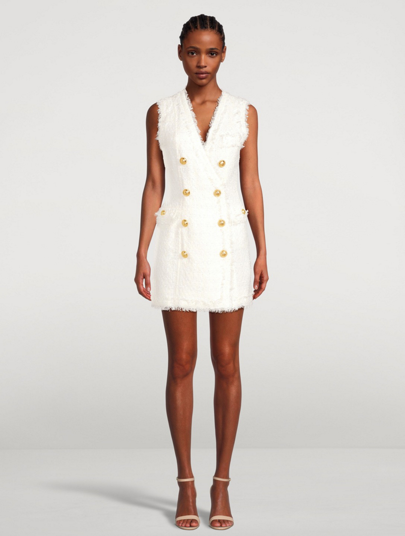 BALMAIN Tweed Double Breasted Mini Dress Holt Renfrew