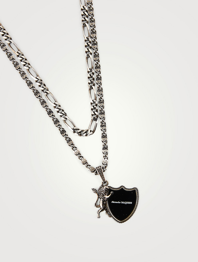 Layered Lion Shield Necklace
